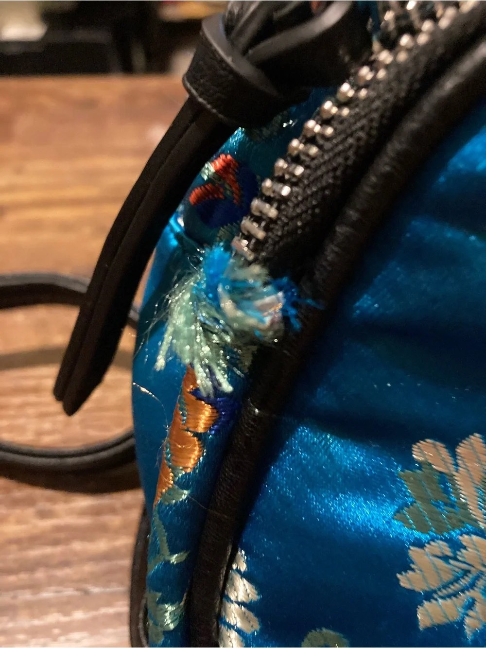 Blue Chinese style embroidered floral mini backpack